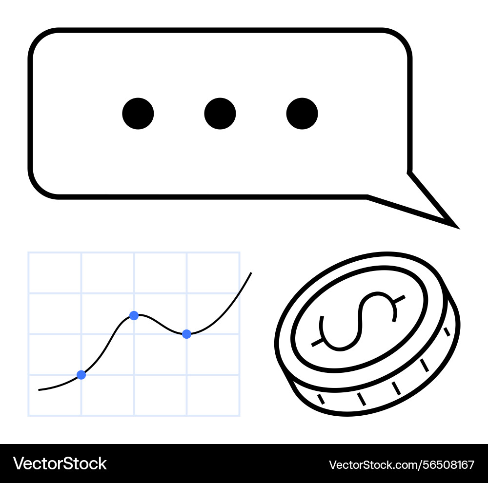 Speech bubble coin and chart representing Vector Image