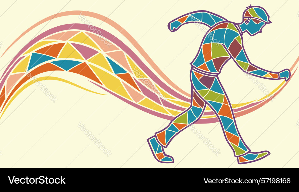 Abstract runner with geometric digital data Vector Image