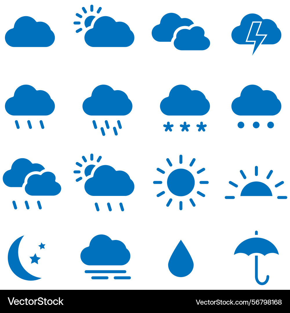 Clouds icons set of in different form vector image