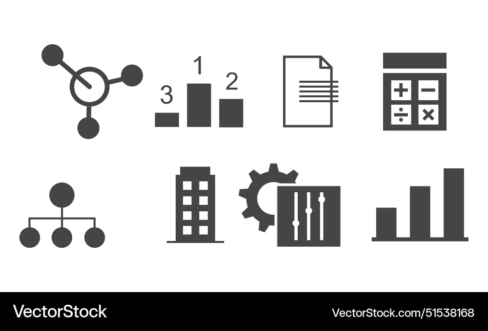 Data analytics icon set big analysis Vector Image