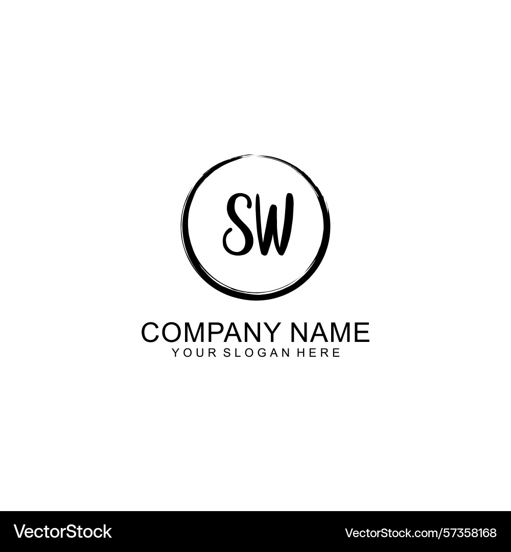 Handwritten sw initial logo with circle vector image
