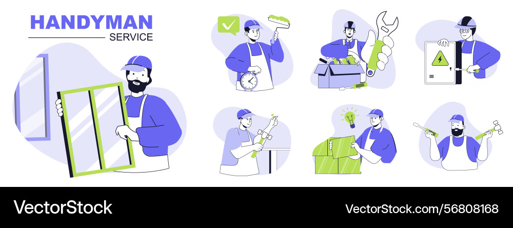 Handyman service concept set for web design Vector Image