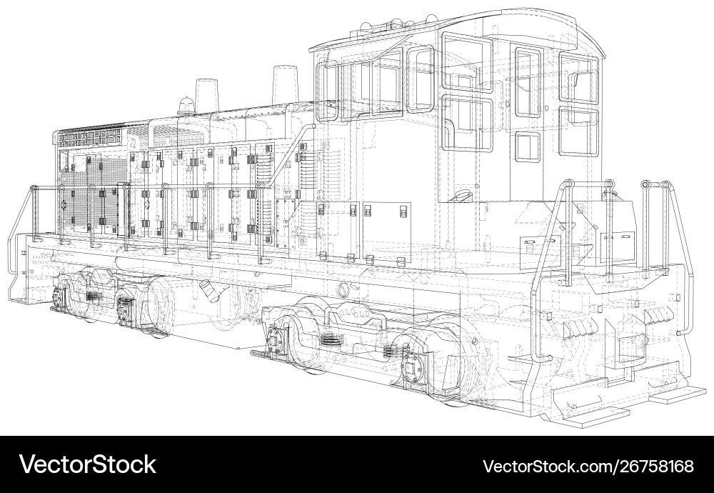 Locomotive machine technical wire-frame eps10 Locomotive machine technical wire-frame eps10 vector image