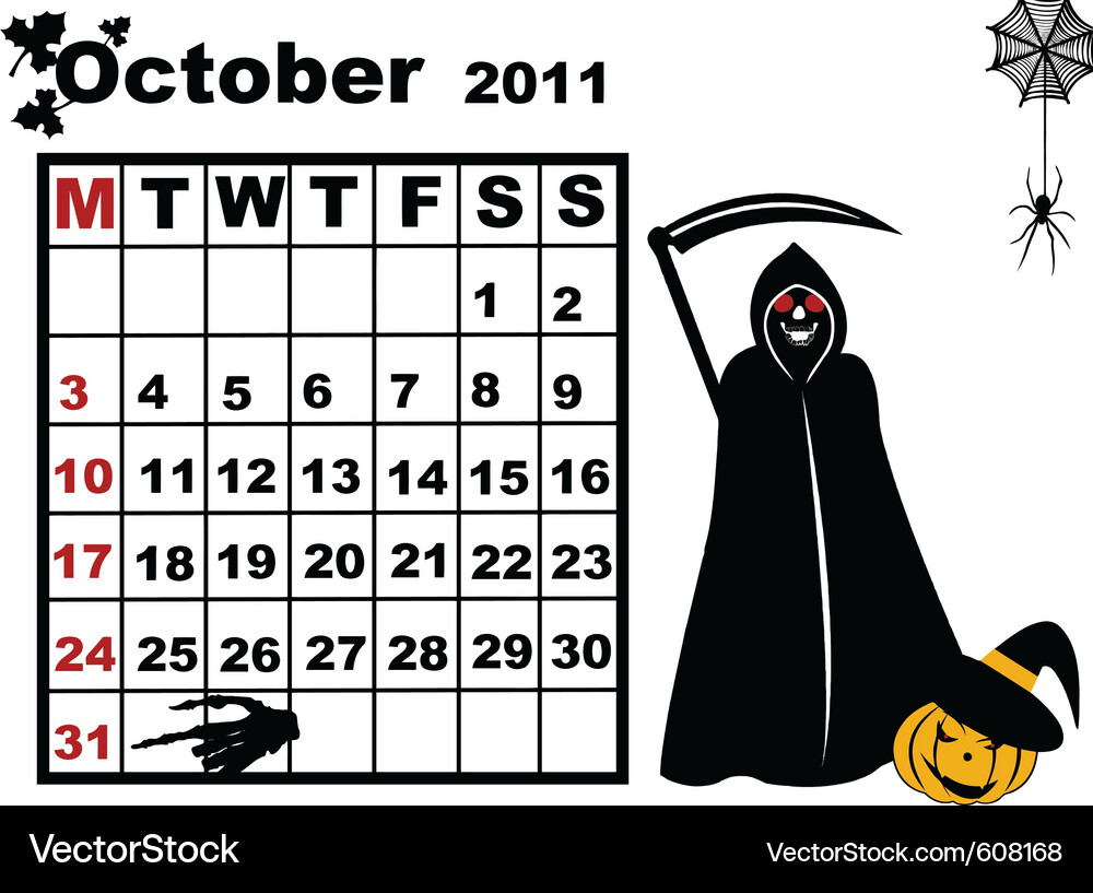 Oktober Kalender Vektorbild