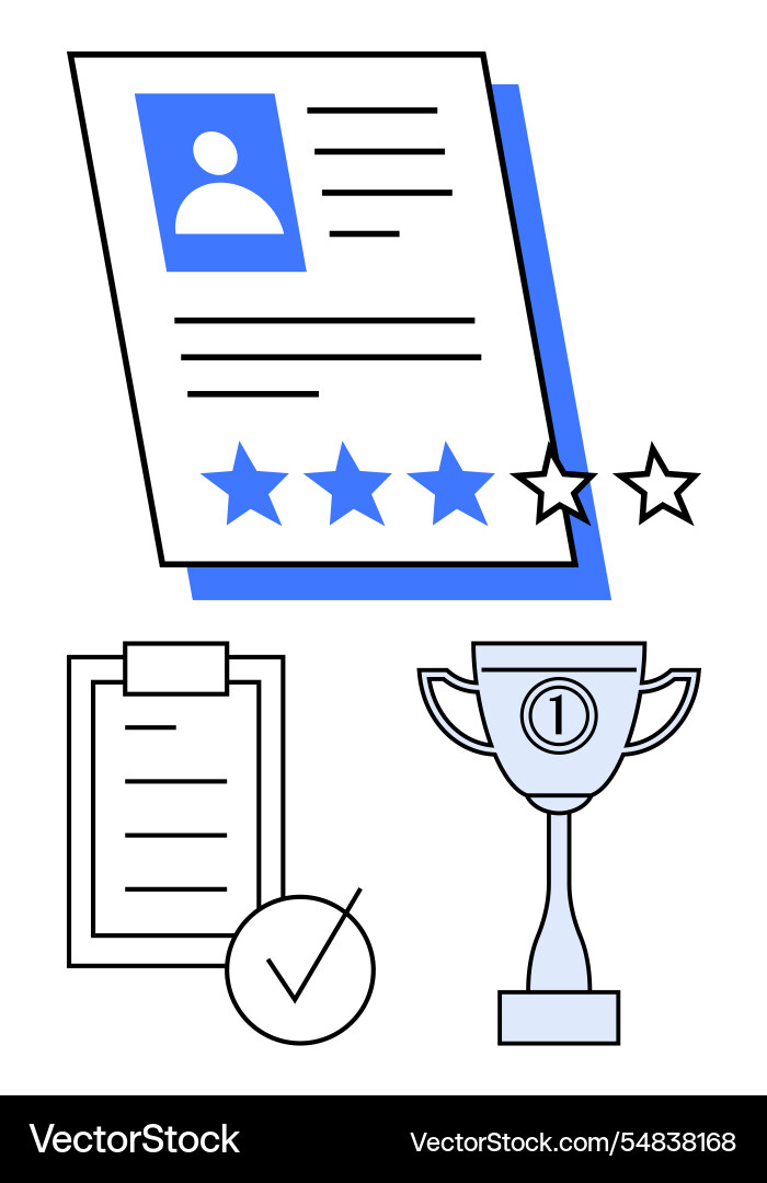 Performance review with checklist trophy Performance review with checklist trophy vector image