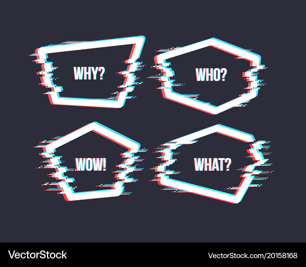 Set of simple geometric form with glitch effect vector image