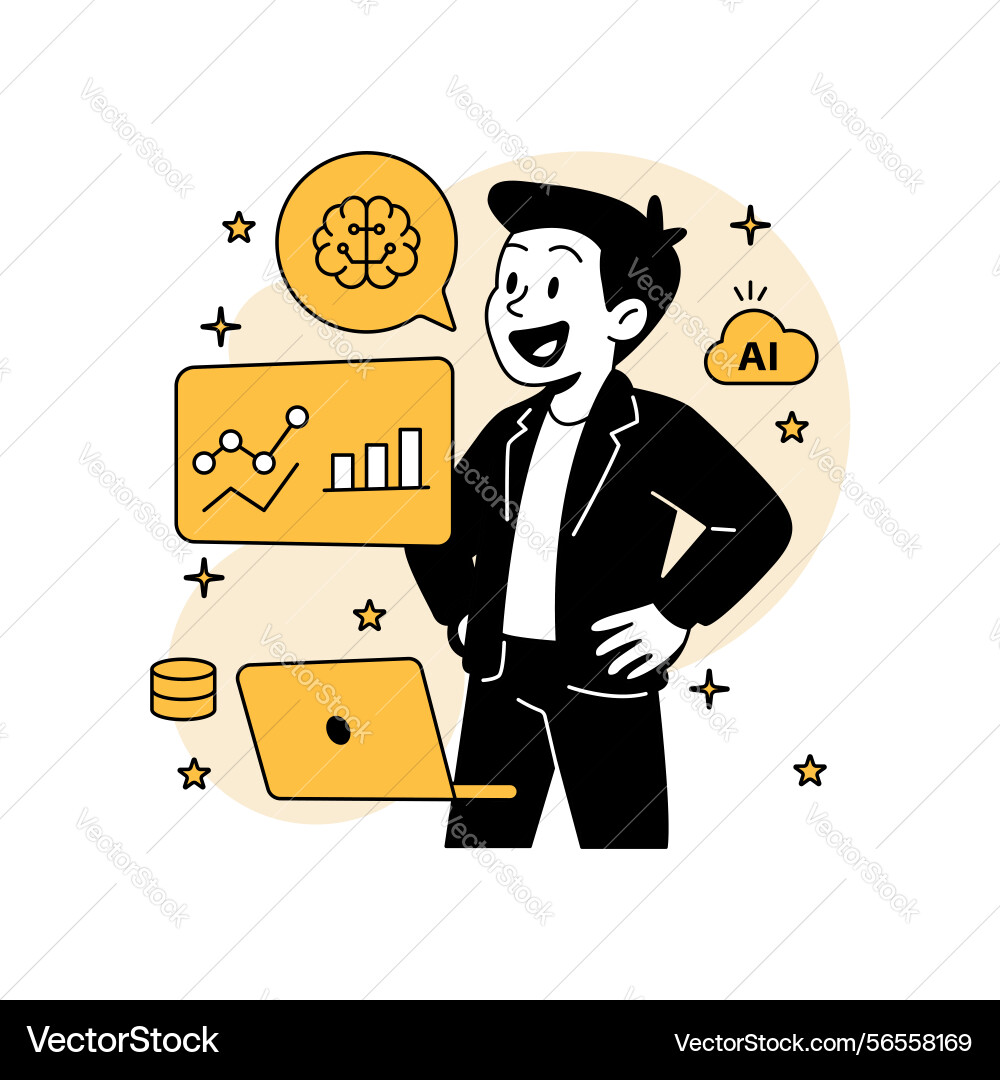 A man analyzing big data using ai features chart A man analyzing big data using ai features chart vector image