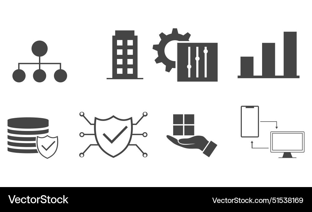 Data analytics icon set big analysis Vector Image