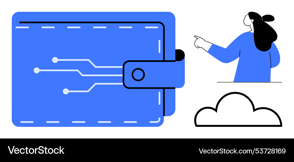 Digital wallet with cloud storage and user icon Vector Image