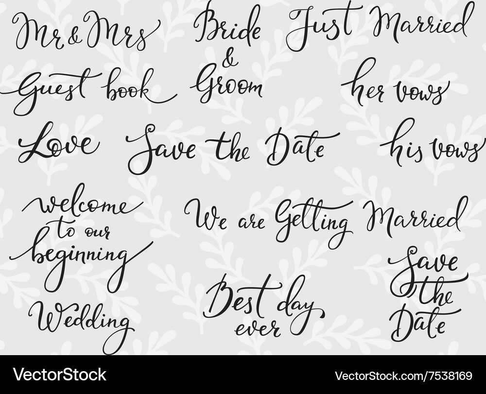 Elegant Wedding Lettering Vector Image