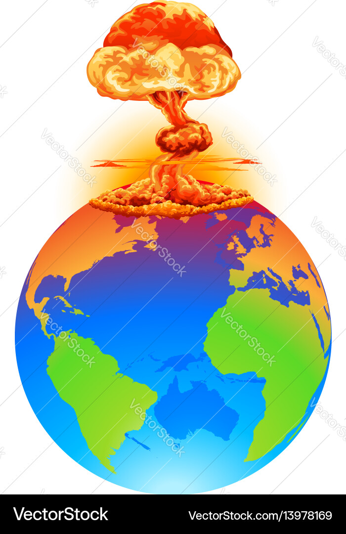 Explosion earth disaster concept Royalty Free Vector Image