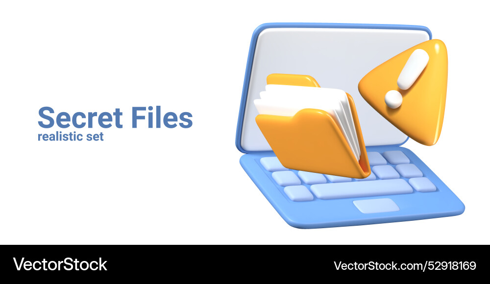 Set of 3d objects for concepts with secret files Set of 3d objects for concepts with secret files vector image