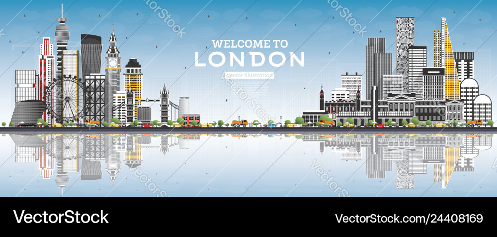 Welcome to london england skyline with gray Welcome to london england skyline with gray vector image