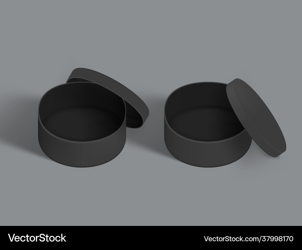3d black round paper box isolated on white 3d black round paper box isolated on white Vector Image