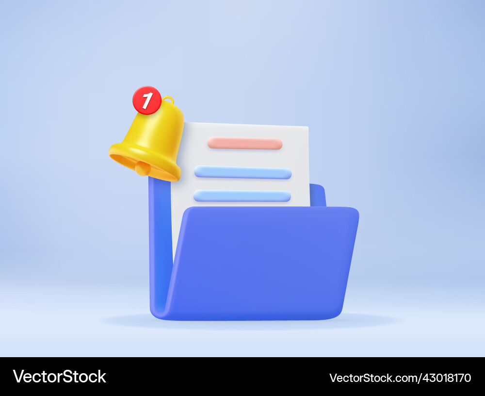 3D Folders & Documents with Notification vector image