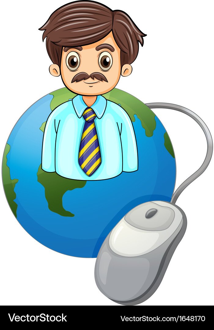 A globe with businessman and computer mouse vector image
