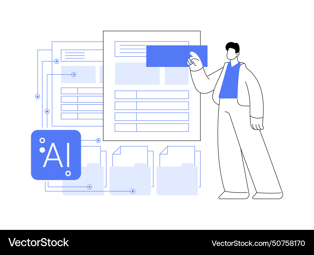 Ai-supported document automation abstract concept Ai-supported document automation abstract concept Vector Image