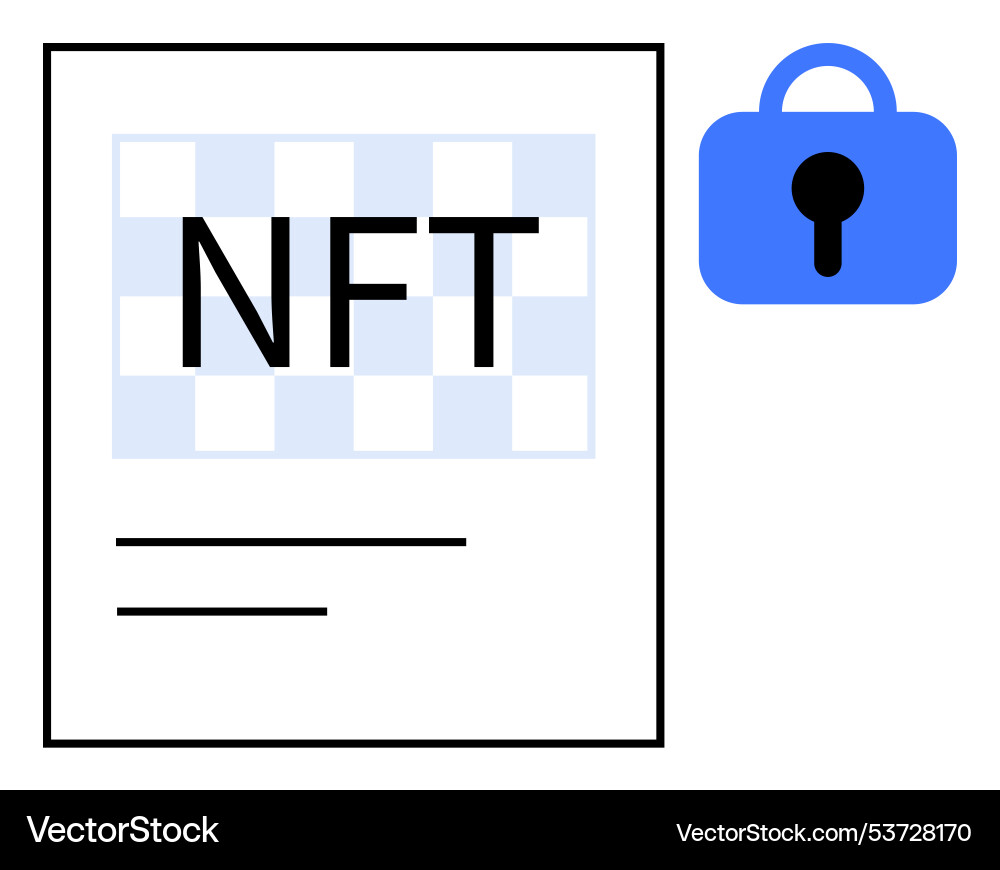Digital nft document with security lock icon Digital nft document with security lock icon vector image