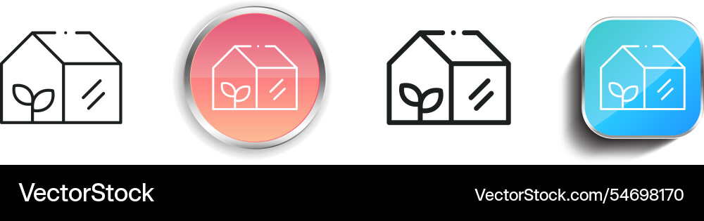 Greenhouse icon thin linear regular and button Greenhouse icon thin linear regular and button vector image