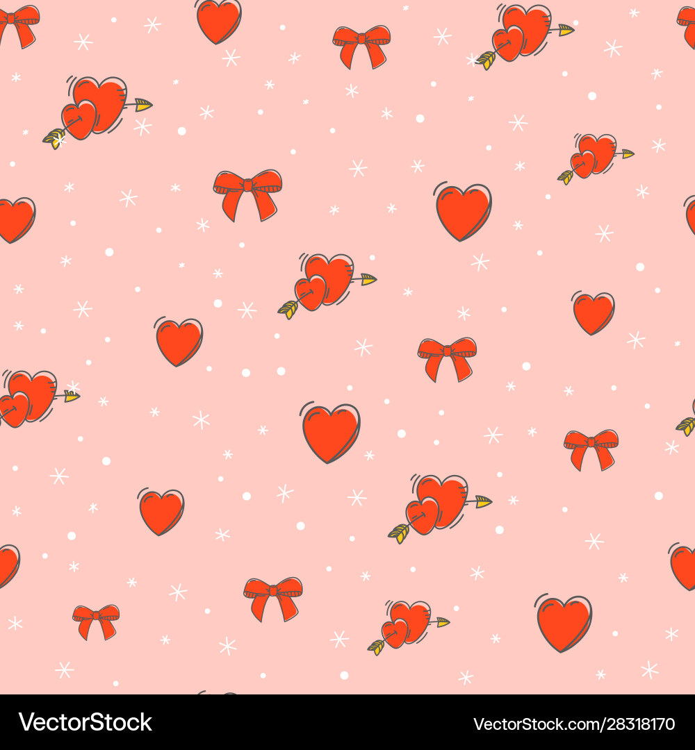 Heart & Snowflake Seamless Pattern vector image