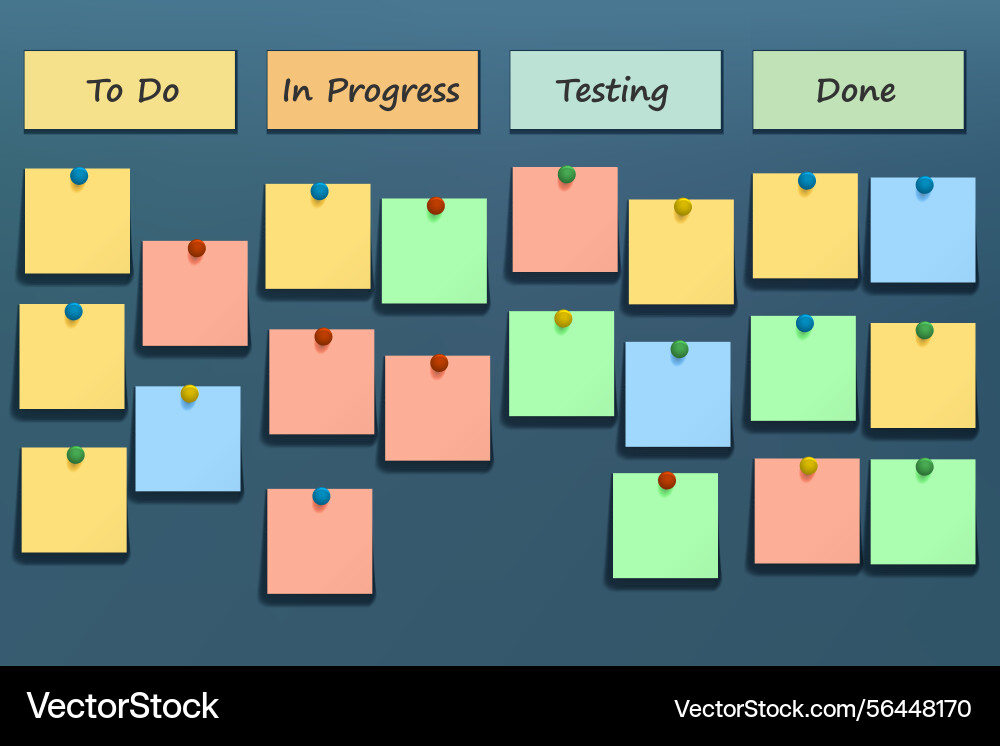 Project management board with kanban style task vector image