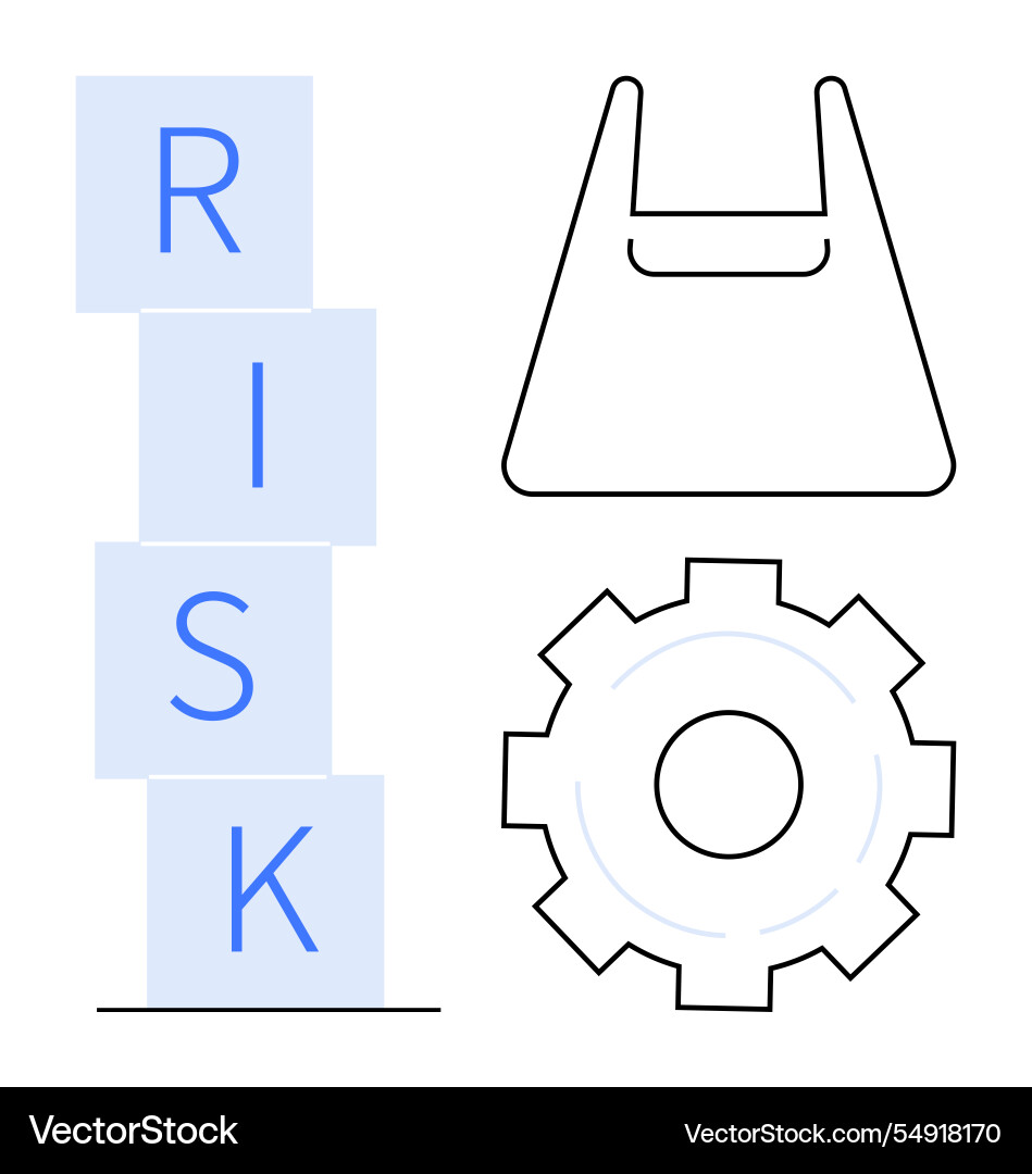 Risk management elements represented by a stack Risk management elements represented by a stack vector image