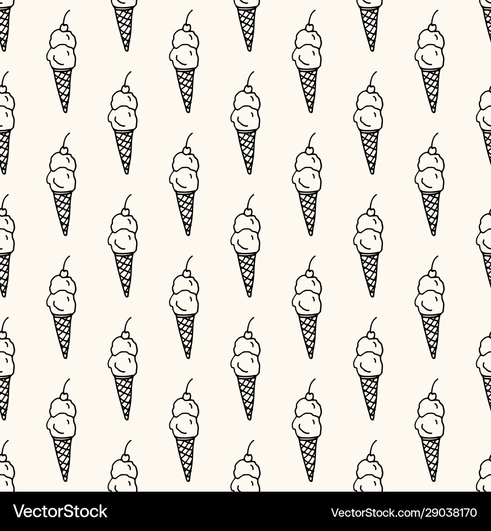 Seamless pattern with monocrome ice cream Seamless pattern with monocrome ice cream vector image