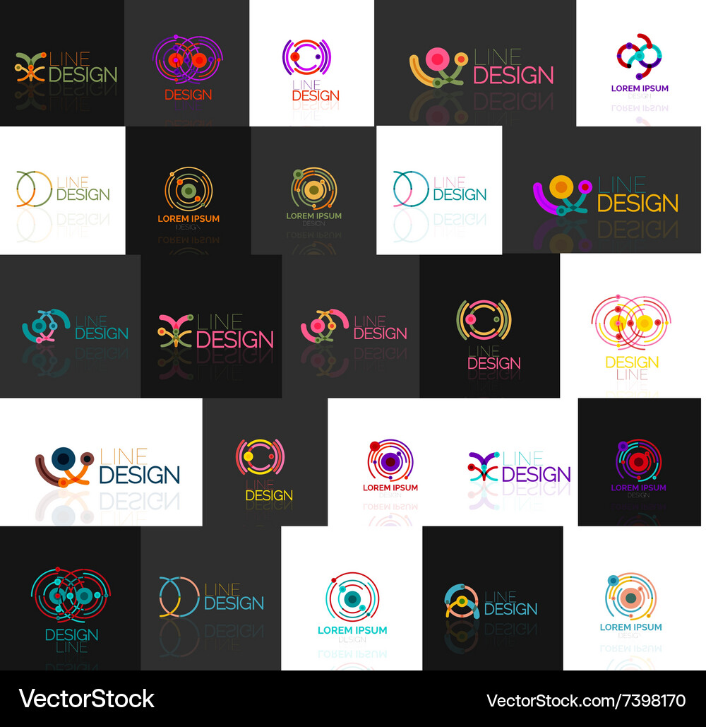 Set of linear abstract logos swirl circle Vector Image