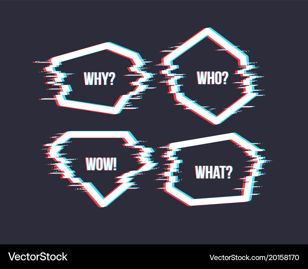 Set of simple geometric form with glitch effect vector image