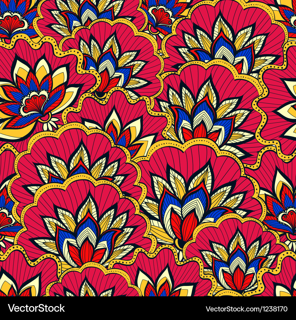 Spring pattern with colorful handdrawn flowers vector image