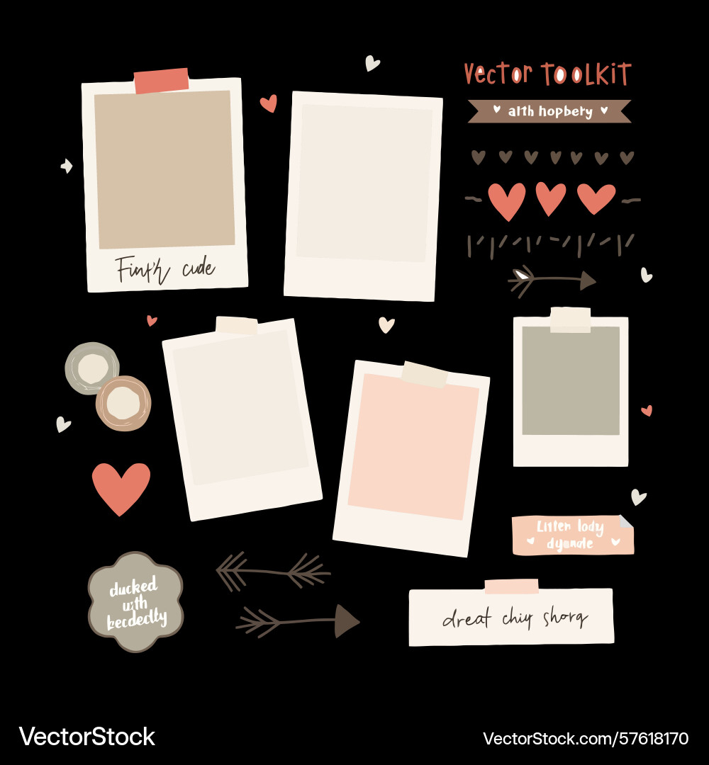 Unique design collection with polaroid Vector Image