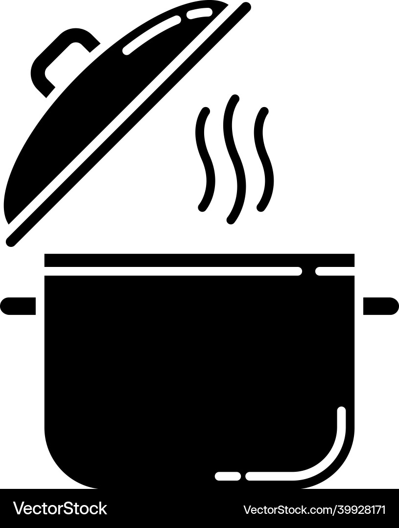 Cooking pot black glyph icon recipe for casserole Cooking pot black glyph icon recipe for casserole vector image