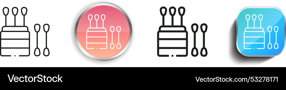 Cotton swab icon thin linear regular and button vector image