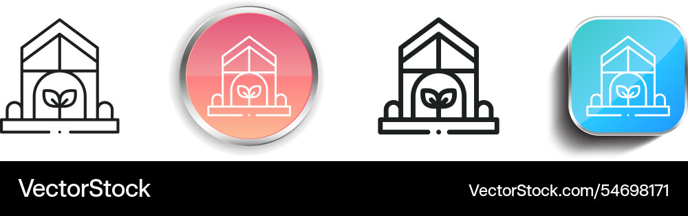 Greenhouse icon thin linear regular and button Greenhouse icon thin linear regular and button vector image