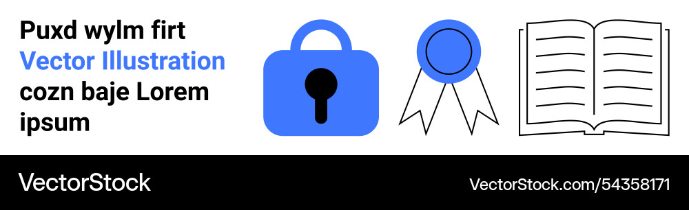 Lock certificate and open book symbols represent Lock certificate and open book symbols represent vector image