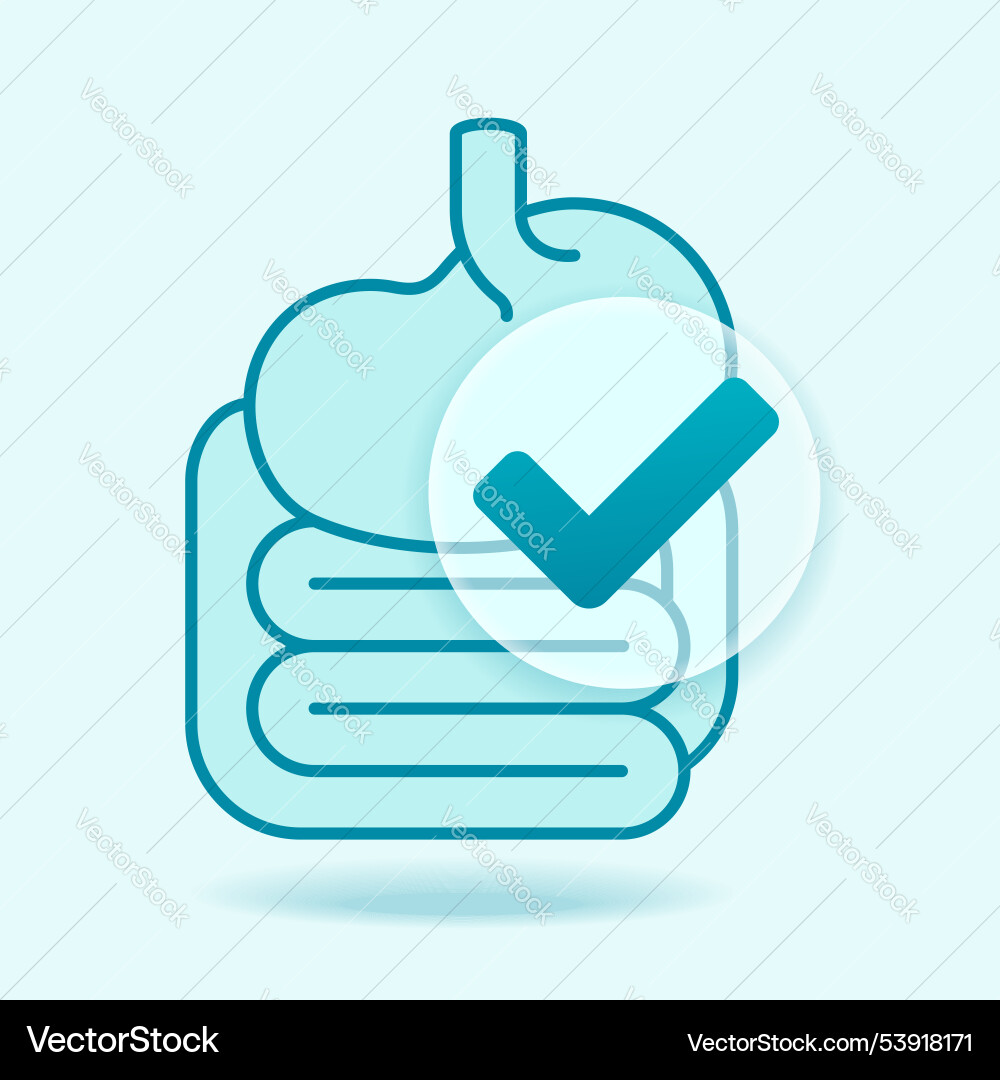 Normalizing of digestive tract with check mark Normalizing of digestive tract with check mark vector image