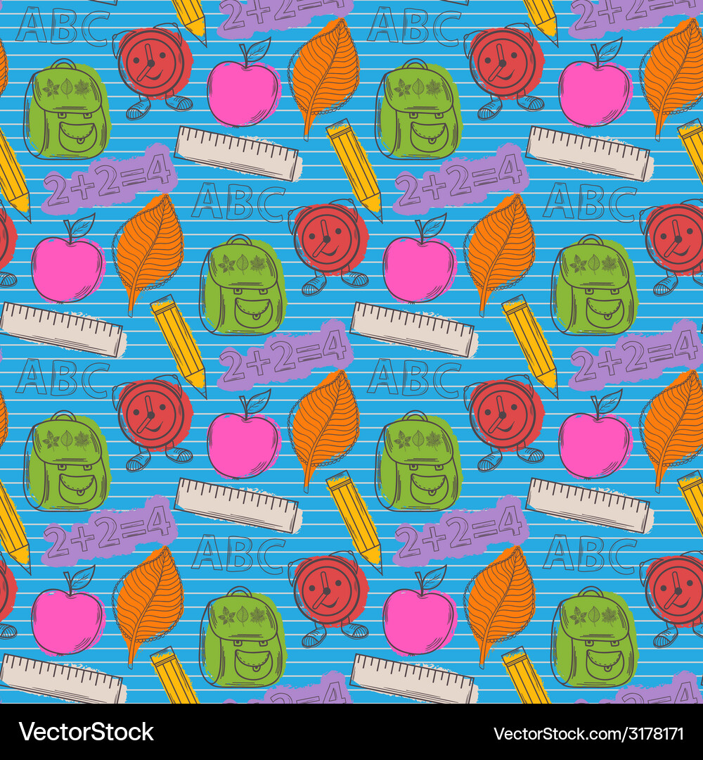 School pattern with color blots Vector Image