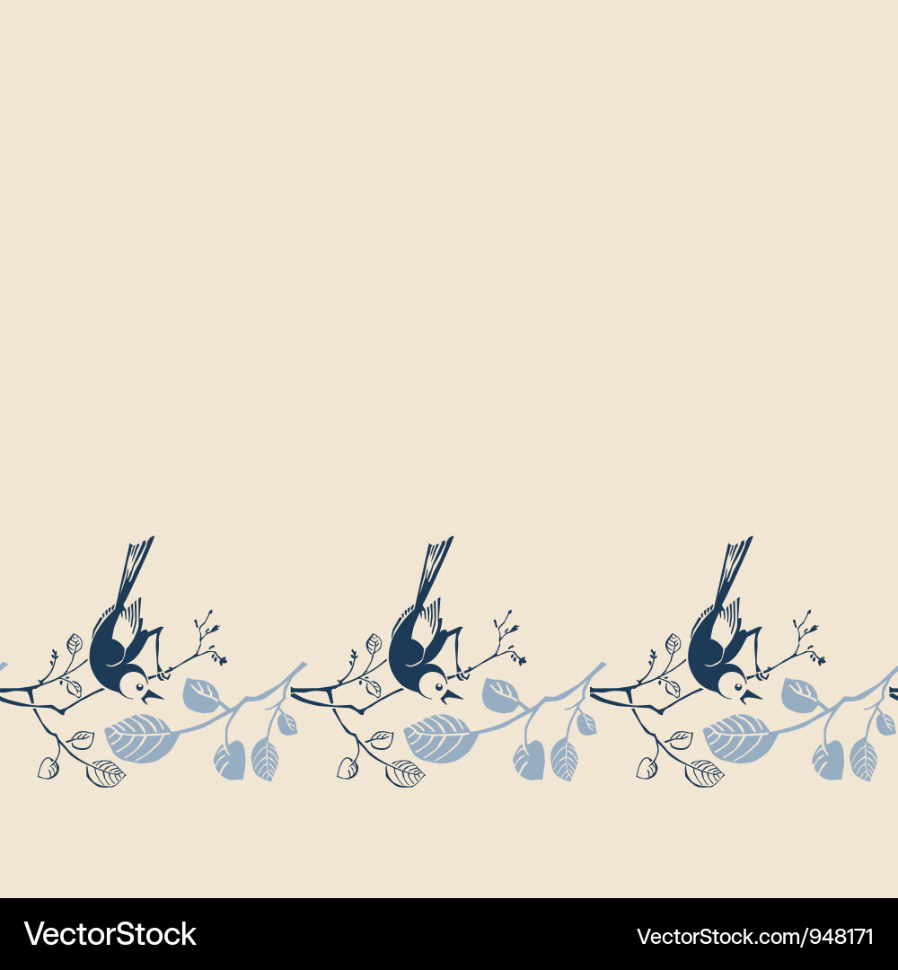 Seamless pattern with branches and birds vector image