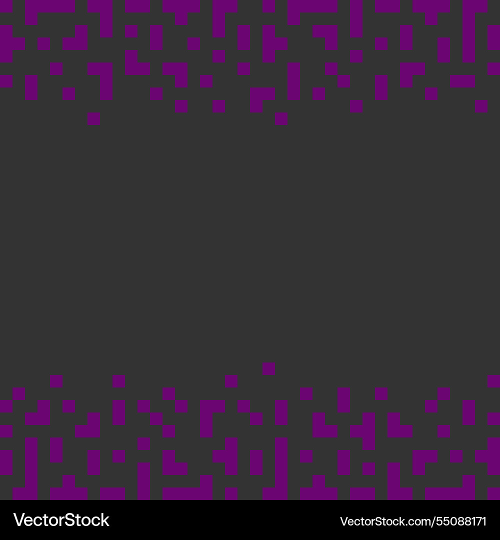 Top and bottom pixel frame border violet Top and bottom pixel frame border violet vector image