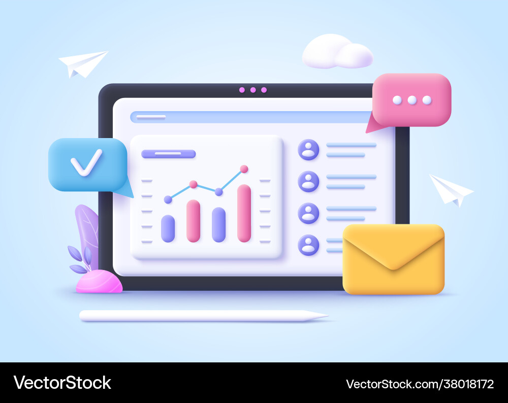 Assignments analyzing data concept 3d Vector Image