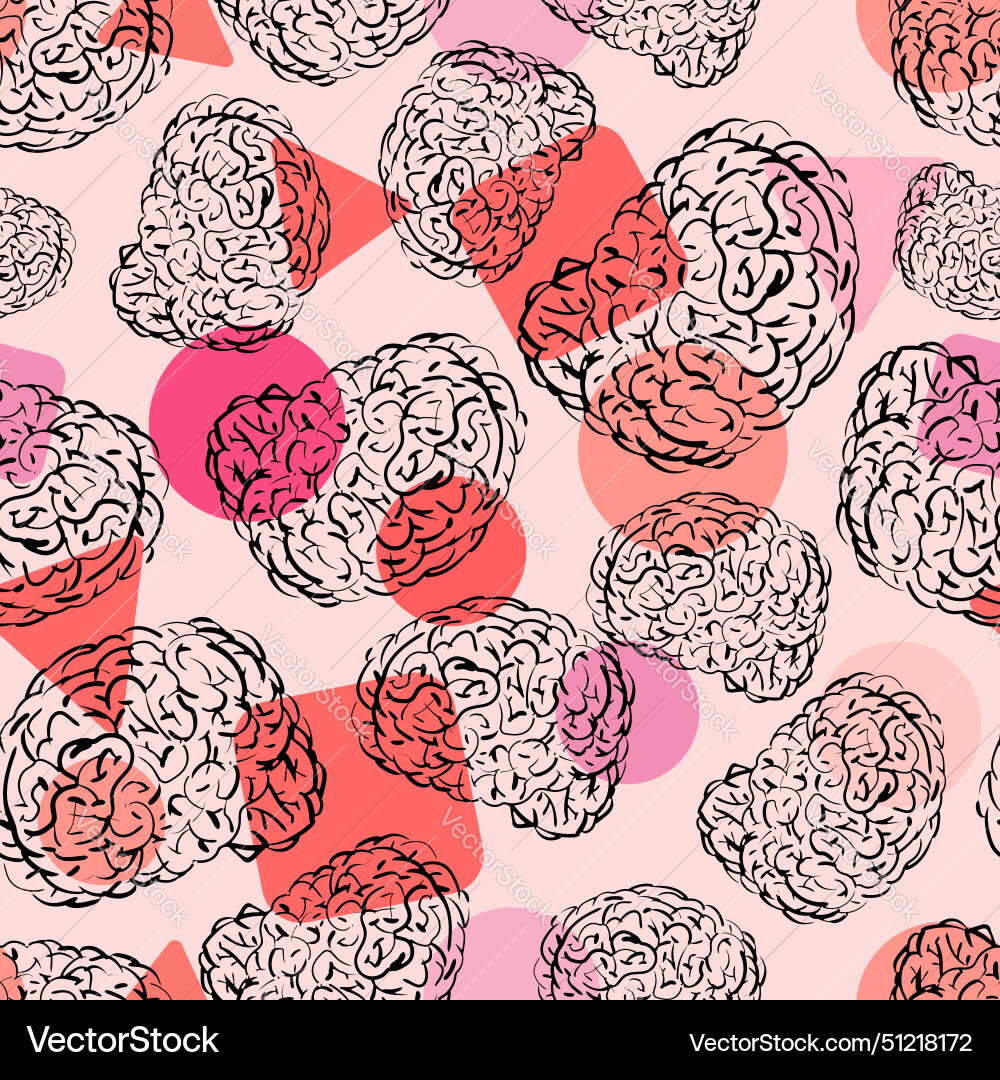 Brain hand drawing pattern seamless brains Vector Image