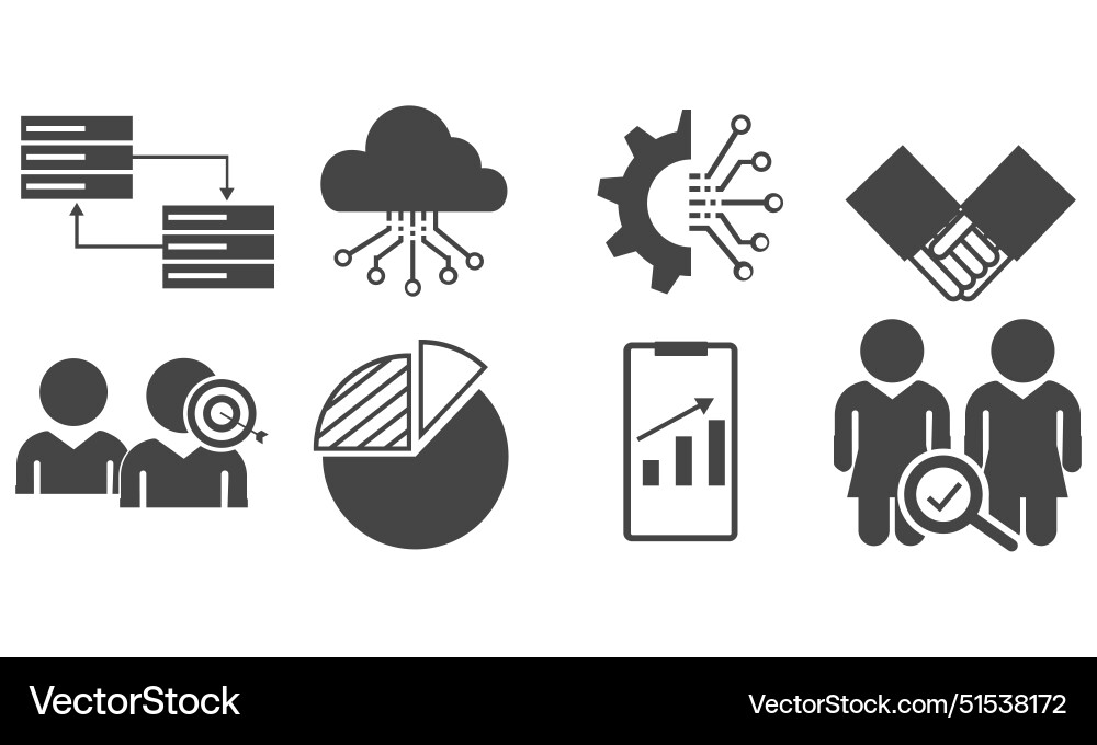 Data analytics icon set big analysis Vector Image