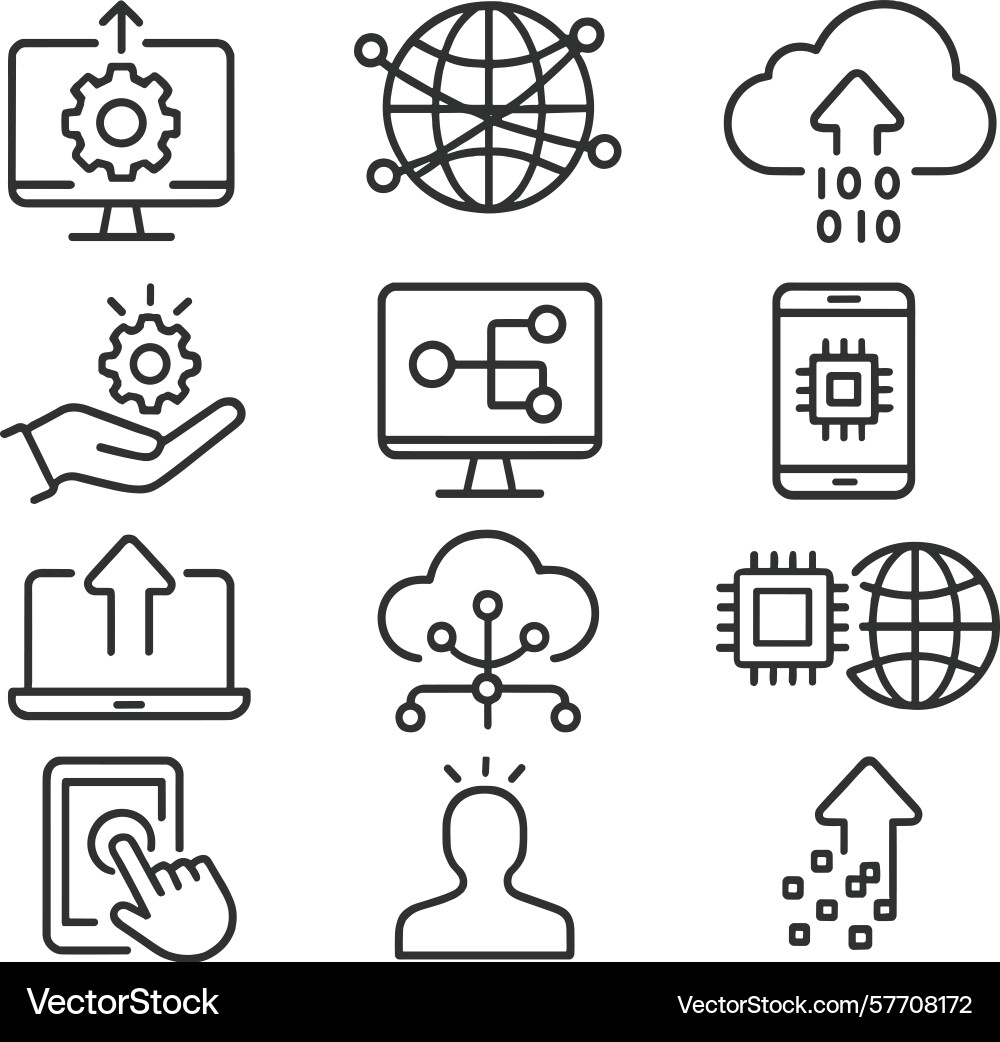 Digital technology icons representing data Digital technology icons representing data vector image