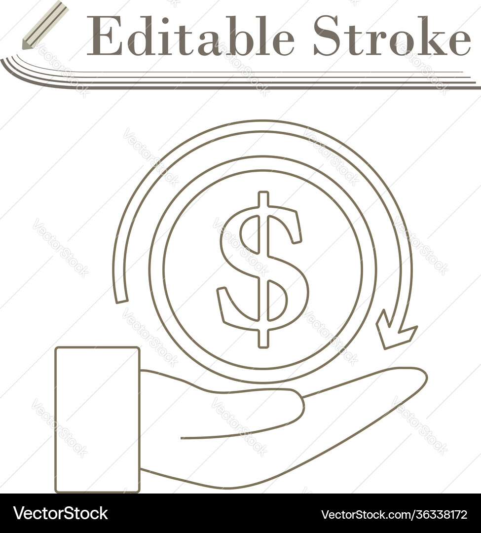 Geld zurück Münze zum Handsymbol Geld zurück Münze zum Handsymbol vektorbild