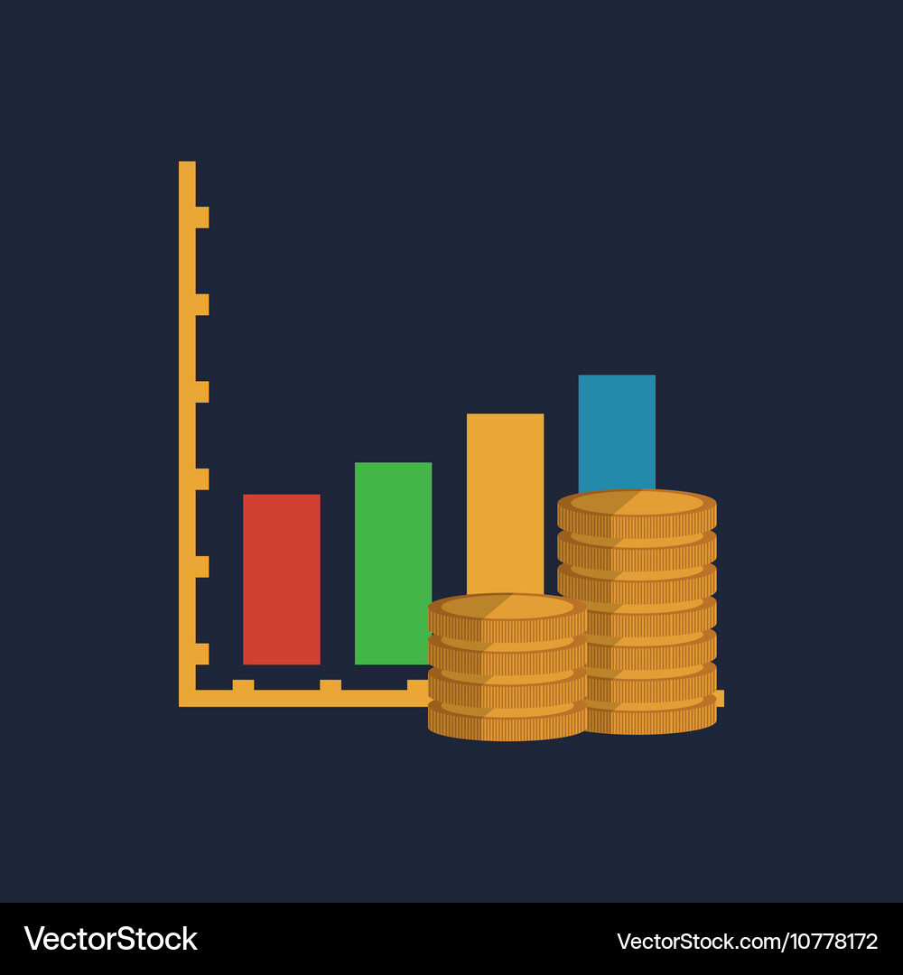 Graph chart with business related icons image Vector Image