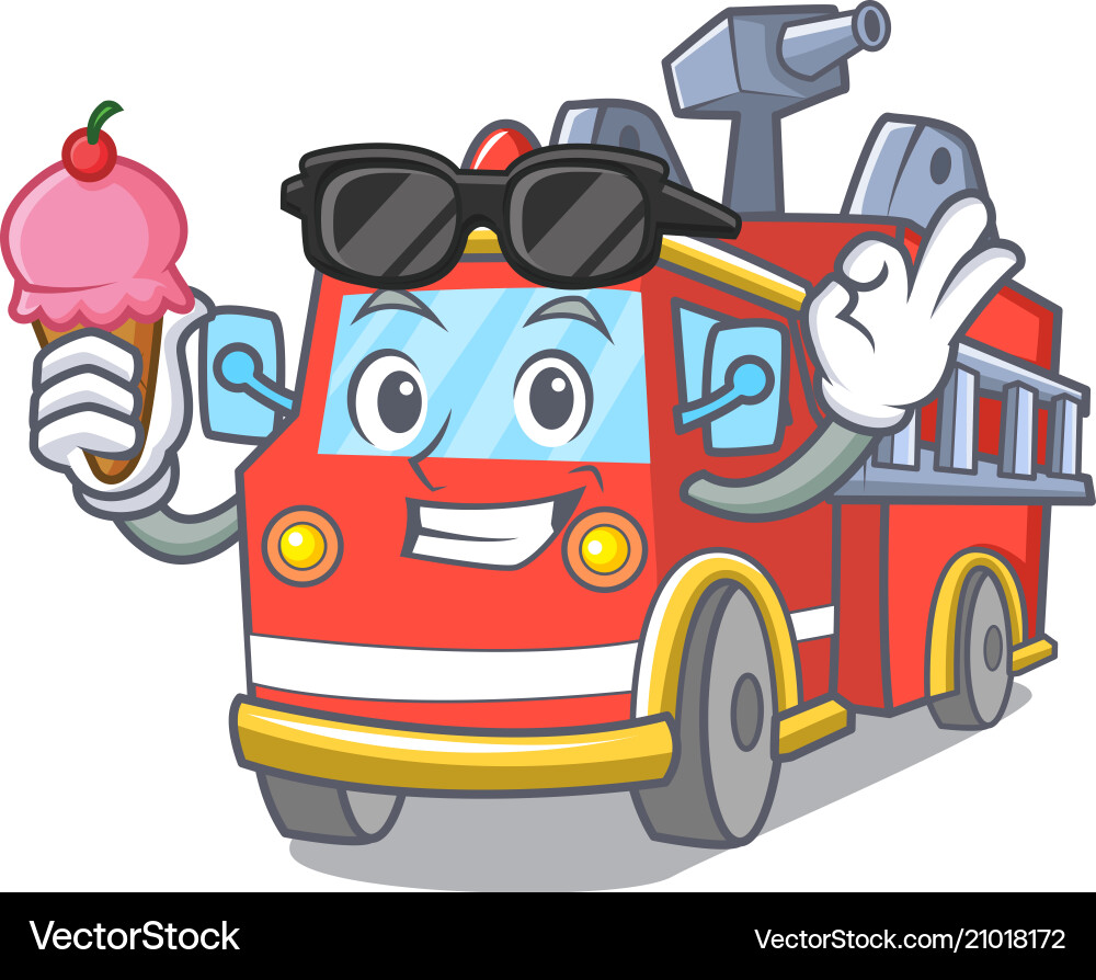 Mit Eisfeuerwagen Charakter Cartoon Mit Eisfeuerwagen Charakter Cartoon vektorbild