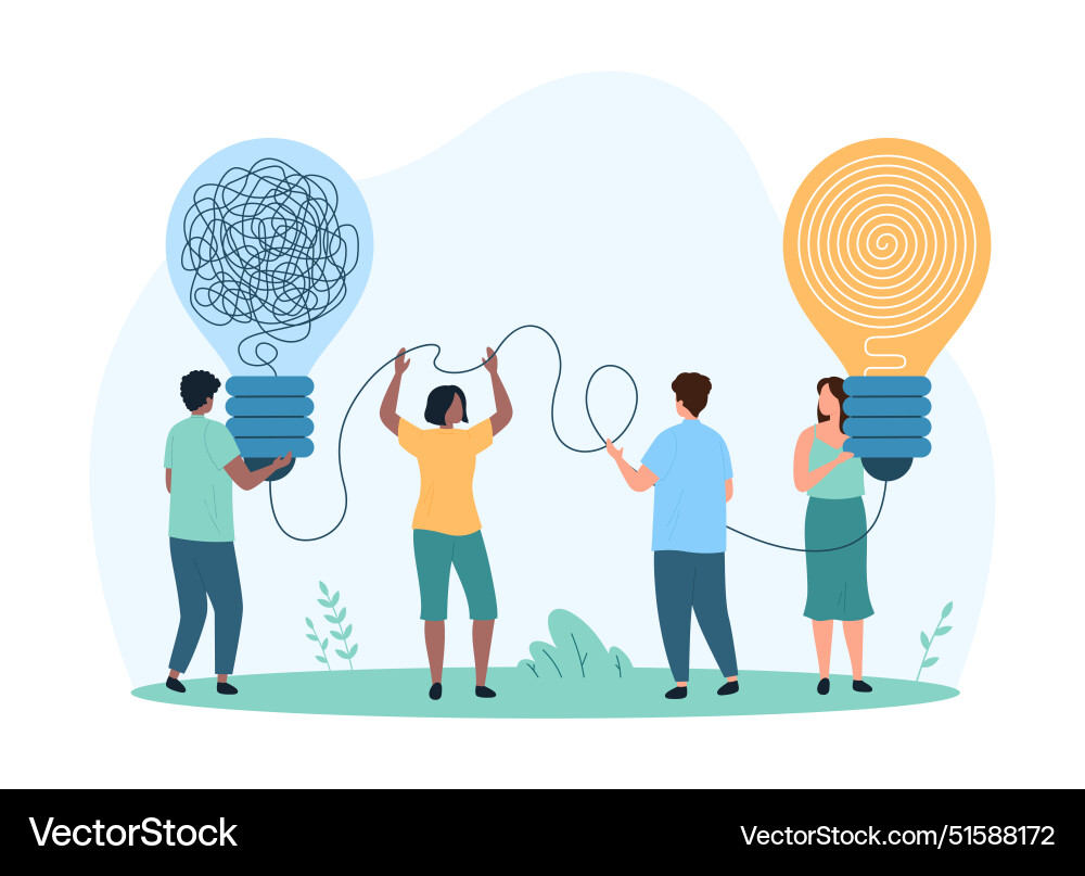 Process of solving complex problem putting Process of solving complex problem putting vector image