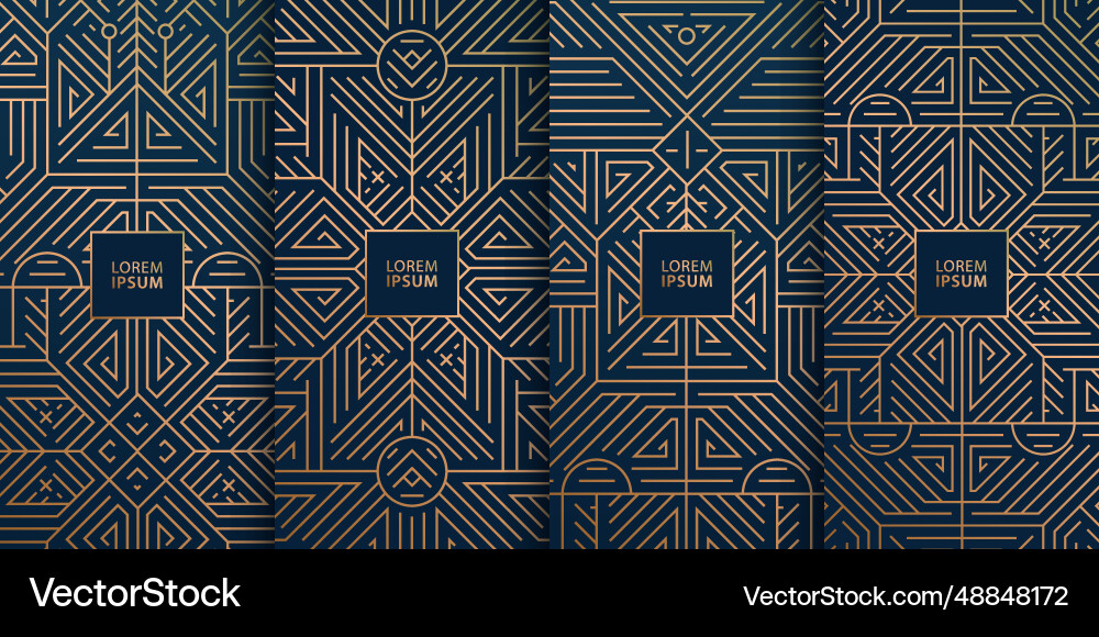 Set of art deco fancy line labels banners Set of art deco fancy line labels banners vector image