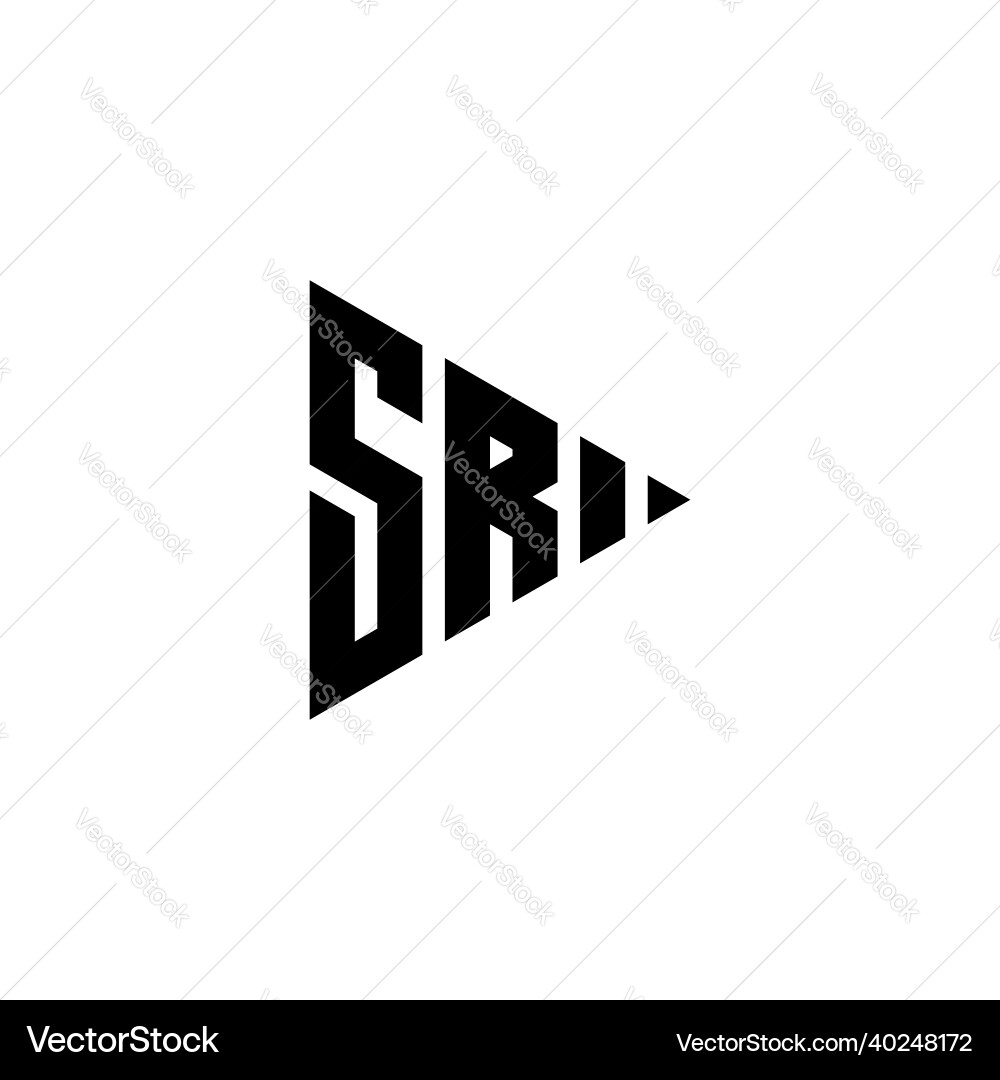 SR Monogram Triangle Play Button Logo vector image