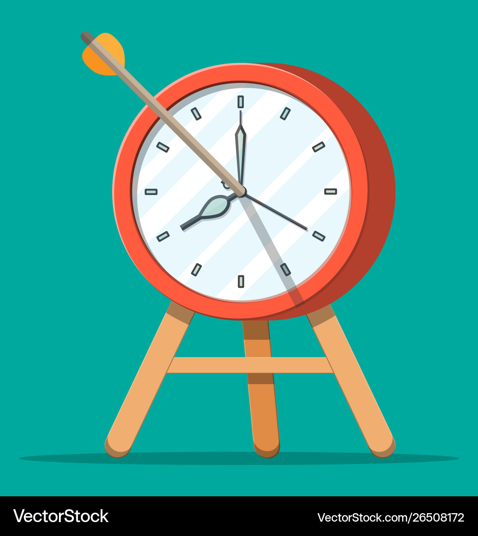 Target with Arrow and Clock - Time Management vector image